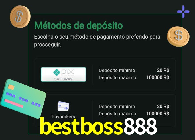 O cassino bestboss888 oferece uma grande variedade de métodos de pagamento